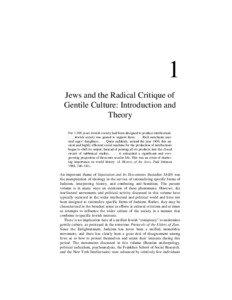1 Jews and the Radical Critique of Gentile Culture: Introduction and