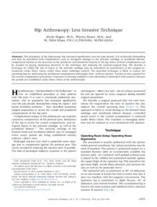 Hip Arthroscopy: Less Invasive Technique