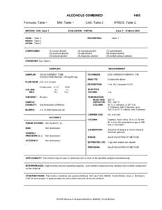 ALCOHOLS COMBINED Formulas: Table 1 MW: Table 1  METHOD: 1405, Issue 1