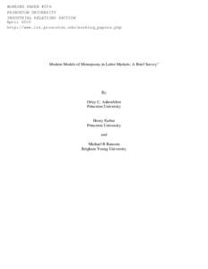 WORKING PAPER #554 PRINCETON UNIVERSITY INDUSTRIAL RELATIONS SECTION April 2010 http://www.irs.princeton.edu/working_papers.php