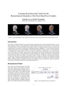 Learning Neuromuscular Control for the Biomechanical Simulation of the Neck-Head-Face Complex Sung-Hee Lee and Demetri Terzopoulos University of California, Los Angeles, USA  Figure 1: Our biomechanical system comprises 