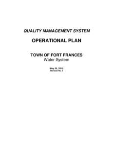 QUALITY MANAGEMENT SYSTEM  OPERATIONAL PLAN TOWN OF FORT FRANCES Water System May 29, 2013
