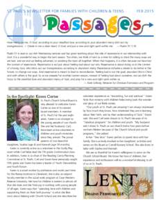 ST. PAUL’S NEWSLETTER FOR FAMILIES WITH CHILDREN & TEENS	  FEB 2015 Pa s s a g e s