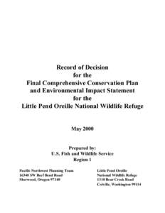 U.S. Fish & Wildlife Service  Record of Decision for the Final Comprehensive Conservation Plan and Environmental Impact Statement
