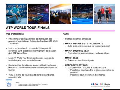 ATP WORLD TOUR FINALS VUE D’ENSEMBLE FAITS  • InfrontRingier est le partenaire de distribution des