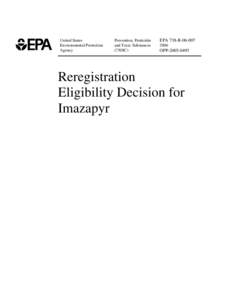 US EPA - Pesticides - Reregistration Eligibility Decision (RED) for Imazapyr