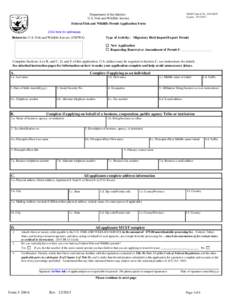 OMB Control No[removed]Expires[removed]Department of the Interior U.S. Fish and Wildlife Service Federal Fish and Wildlife Permit Application Form