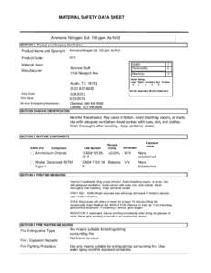 MATERIAL SAFETY DATA SHEET  Ammonia Nitrogen Std. 100 ppm As NH3 SECTION 1 . Product and Company Idenfication  Product Name and Synonym: