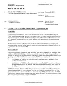 State of California DEPARTMENT OF TRANSPORTATION California State Transportation Agency  Memorandum