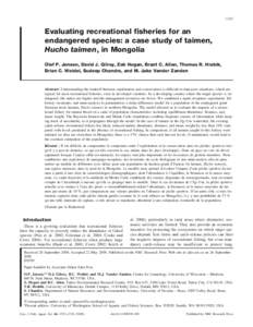 Hucho taimen / Stock assessment / Fish mortality / Overfishing / Maximum sustainable yield / Fisheries management / Taimen / Salmon / Gillnetting / Fishing / Fisheries science / Fish