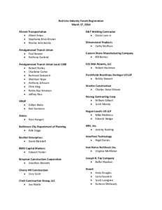 Red Line Industry Forum Registration March 17, 2014 Alstom Transportation • Albert Amos • Stephanie Brun-Brunet • Nicolas Jaroslavsky