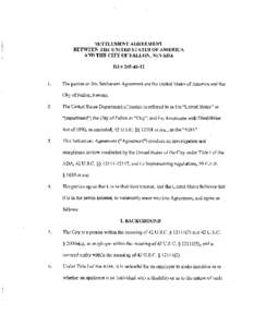 SETTLEMENT AGREEMENT BETWEEN THE UNITED STATES OF AMERICA AND THE CITY OF FALLON, NEVADA DJ# [removed]