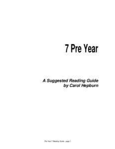 7 Pre Year A Suggested Reading Guide by Carol Hepburn Pre Year 7 Reading Guide - page 1