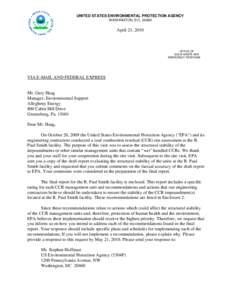 Coal Ash Impoundments, AEP, American Electric Power, R. Paul Smith Station, Request Letter