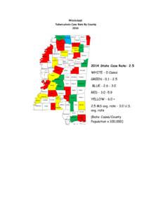 Mississippi Tuberculosis Case Rate By County 2014 DeSoto  Benton