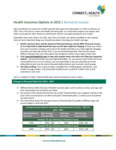 Financial economics / Health insurance / Insurance / Archuleta County /  Colorado / Healthcare in the United States / Economics / Health / Health insurance in the United States / Health insurance exchange / Financial institutions / Institutional investors / Healthcare reform in the United States