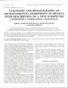 Vol. 4 No. 1  LLORENTE-B., DESCIMON & JOHNSON: Mexican Archaeoprepona demophoon