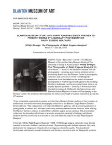 Education in the United States / MacArthur Fellows / Blanton Museum of Art / Guy Davenport / Harry Ransom Center / University of Texas at Austin / Texas / Ralph Eugene Meatyard