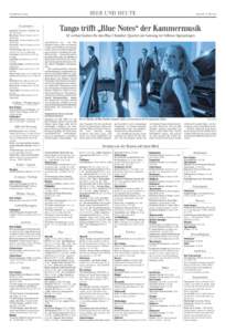 HIER UND HEUTE  Schwäbische Zeitung Tango trifft „Blue Notes“ der Kammermusik