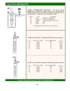 VACUUM APPARATUS[removed]: SUBLIMINATION APPARATUS - For use in vacuum