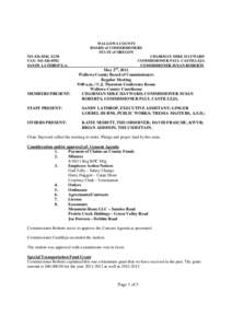 WALLOWA COUNTY BOARD of COMMISSIONERS STATE of OREGON[removed], X130 FAX: [removed]SANDY LATHROP E.A.