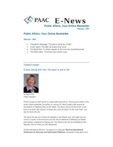 PAAC E-News, February, 2007