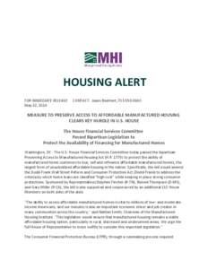 HOUSING ALERT FOR IMMEDIATE RELEASE: May 22, 2014 CONTACT: Jason Boehlert, [removed]