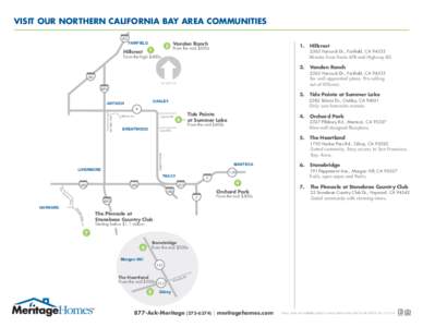 VISIT OUR NORTHERN CALIFORNIA BAY AREA COMMUNITIES 80 FAIRFIELD  Hillcrest