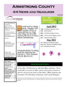 Armstrong County 4-H News and Headlines April 2012 Texas AgriLife Extension P.O. Box 528