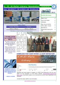 A. M. Al-Refai Library Newsletter  December 09, 2012 GULF UNIVERSITY FOR SCIENCE AND TECHNOLOGY