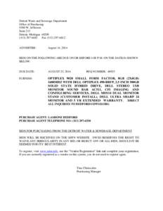 Detroit Water and Sewerage Department Office of Purchasing 9300 W. Jefferson Suite 213 Detroit, Michigan[removed]6483 Fax[removed]