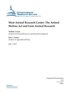 Meat Animal Research Center: The Animal Welfare Act and Farm Animal Research