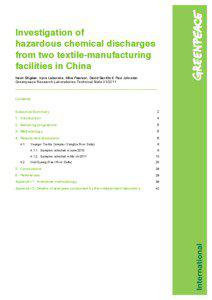 Investigation of hazardous chemical discharges from two textile-manufacturing