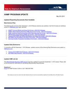 HAMP PROGRAM UPDATE  May 29, 2015 Updated Reporting Documents Now Available Beta Schema Files