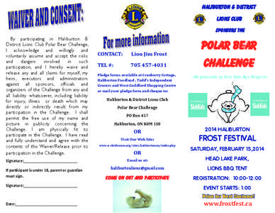 HALIBURTON & DISTRICT LIONS CLUB Sponsors the