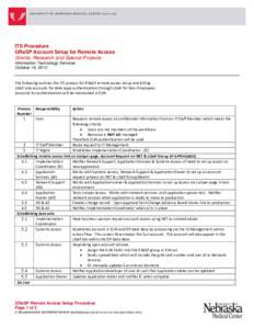 ITS Procedure GRaSP Account Setup for Remote Access Grants, Research and Special Projects Information Technology Services October 16, 2012