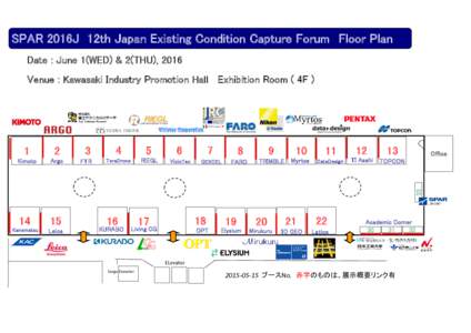 SPAR 2016J 12th Japan Existing Condition Capture Forum Floor Plan Date : June 1(WED) & 2(THU), 2016 Venue : Kawasaki Industry Promotion Hall Exhibition Room ( 4F ) 2