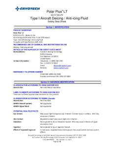 Polar Plus® LTDILUTE Type I Aircraft Deicing / Anti-icing Fluid Safety Data Sheet Section 1: IDENTIFICATION