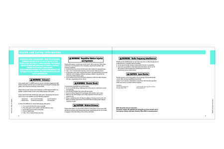 Wii Operations Manual 148Hx210W Health and Safety I n f o r m at i o n  WARNING - Seizures