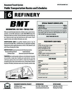 EFFECTIVE JANUARY[removed]Beaumont Transit System ROUTE #