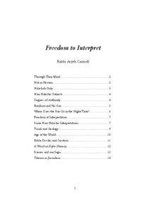 Freedom to Interpret Rabbi Aryeh Carmell