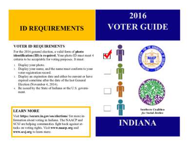 ID REQUIREMENTSVOTER GUIDE  VOTER ID REQUIREMENTS