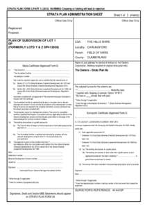 STRATA PLAN FORM 3 (PARTWARNING: Creasing or folding will lead to rejection  STRATA PLAN ADMINISTRATION SHEET Sheet 1 of 3 sheet(s)