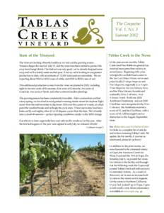 Tablas Creek Vineyard Newsletter: Summer 2002