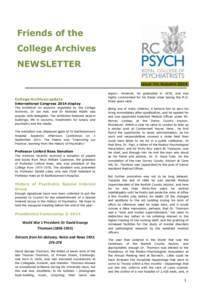 Friends of the College Archives NEWSLETTER Issue 14, Autumn[removed]College Archives update