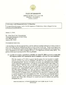 Stacey E. Pickering State Auditor Performance Audit Division Management Letter #24 Addendum: A Limited Scope Performance Audit of the MS Department of Public Safety, Office of Support Services, Division of Fiscal Mana