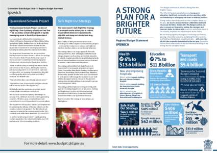 Ipswich Regional Budget Statement (Queensland State Budget[removed])