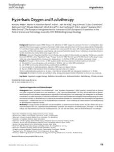 Strahlentherapie und Onkologie Original Article  Hyperbaric Oxygen and Radiotherapy