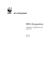MPA Designations: A Summary of definitions and objectives.  Part 1