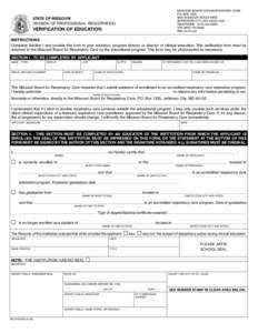 MISSOURI BOARD FOR RESPIRATORY CARE P.O. BOX[removed]MISSOURI BOULEVARD JEFFERSON CITY, MO[removed]TELEPHONE: ([removed]TDD[removed]